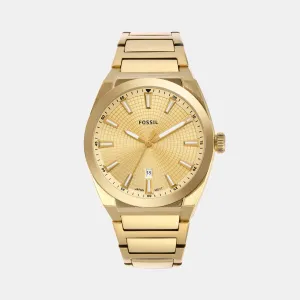 Men Quartz Date Gold Dial Analog Stainless Steel Watch FS5965