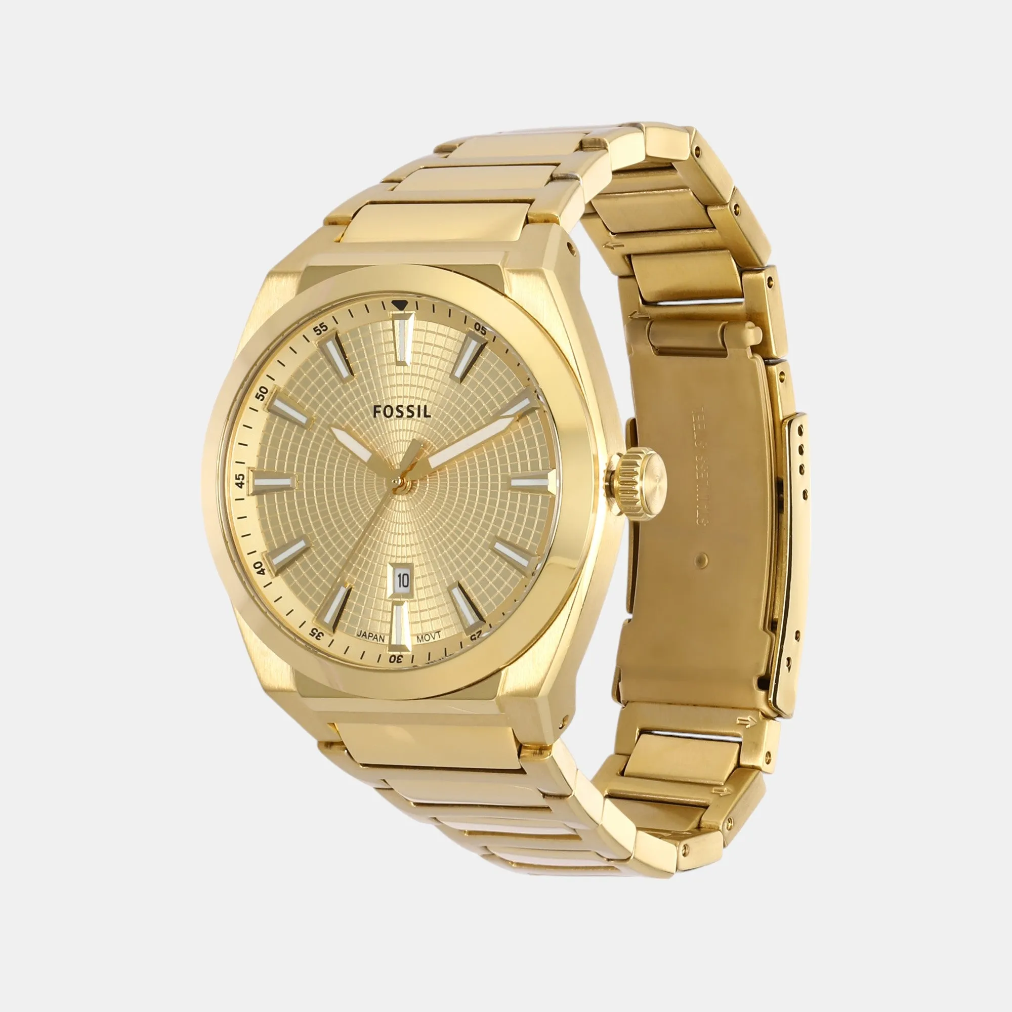 Men Quartz Date Gold Dial Analog Stainless Steel Watch FS5965