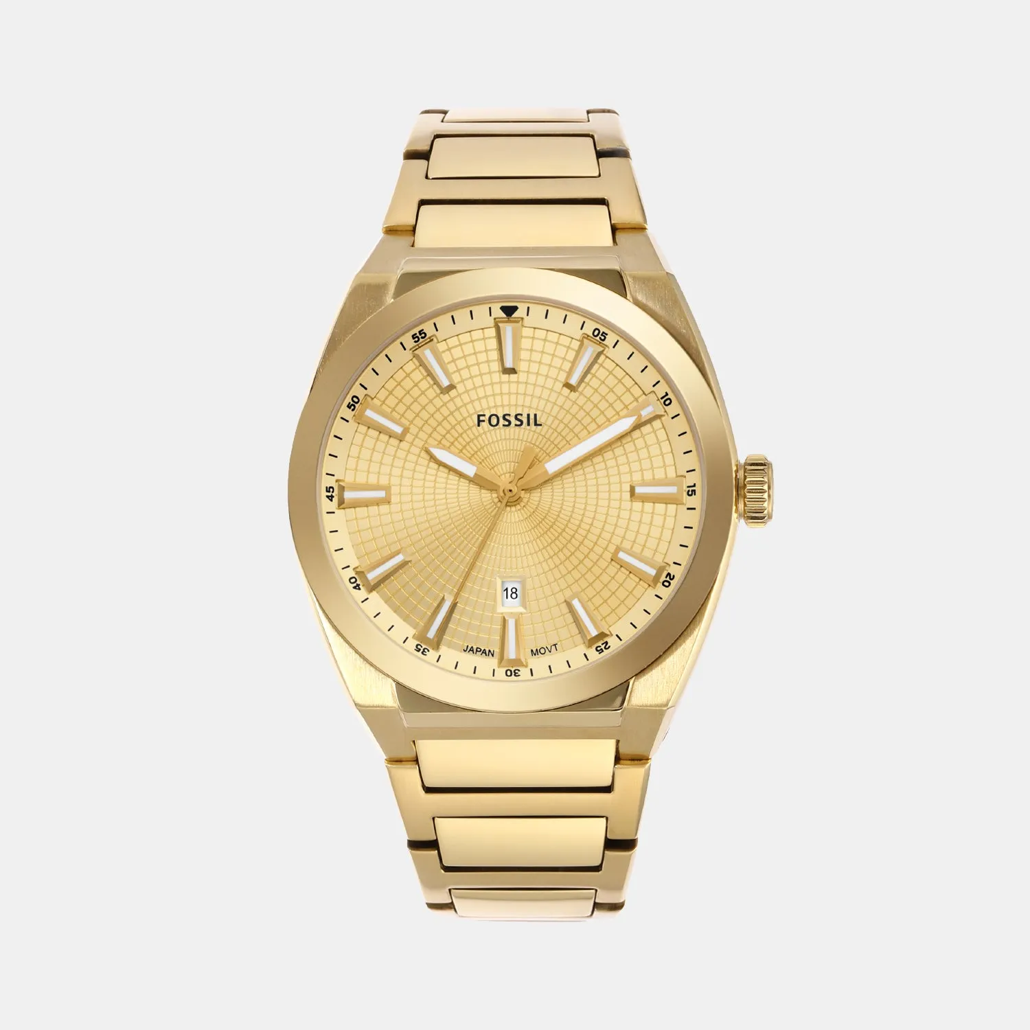 Men Quartz Date Gold Dial Analog Stainless Steel Watch FS5965