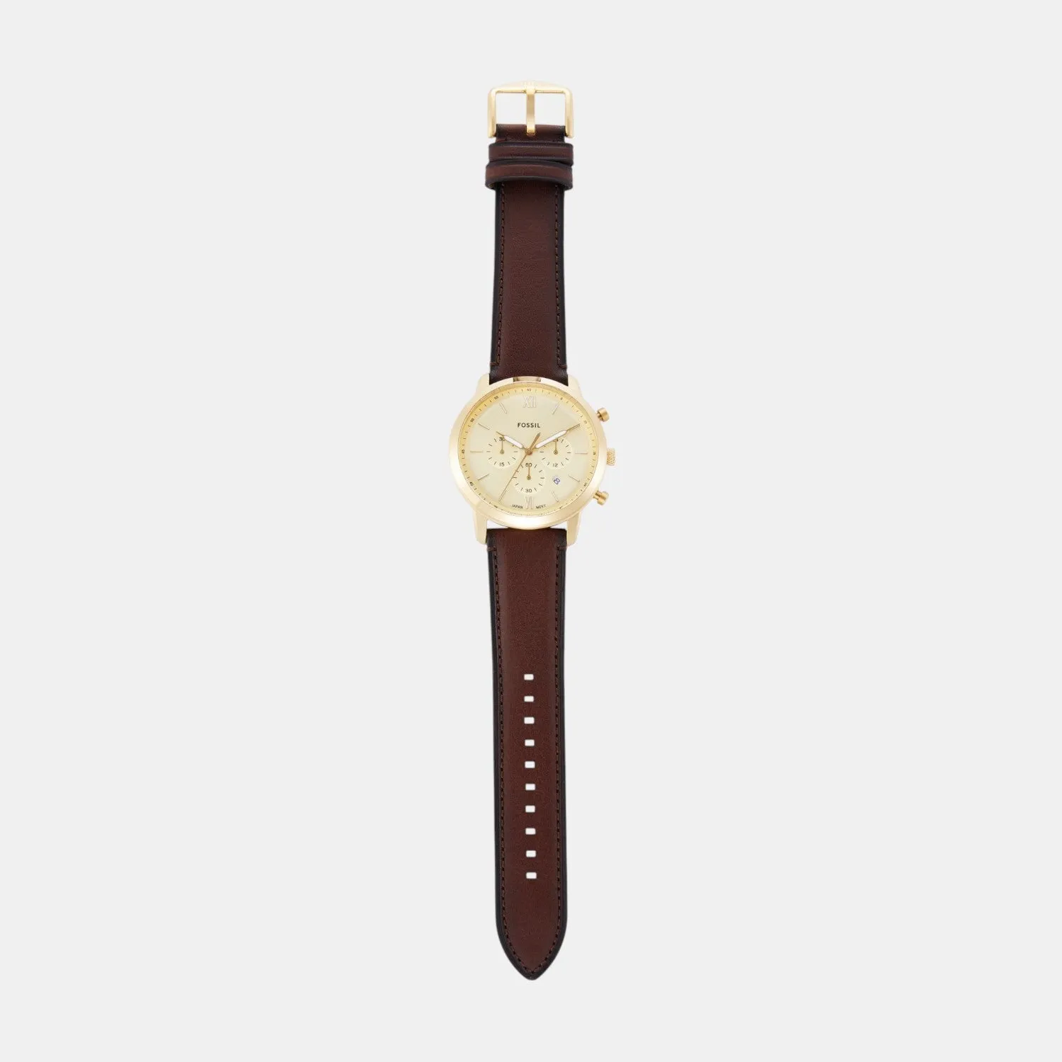 Men Quartz Gold Dial Chronograph Leather Watch FS6113