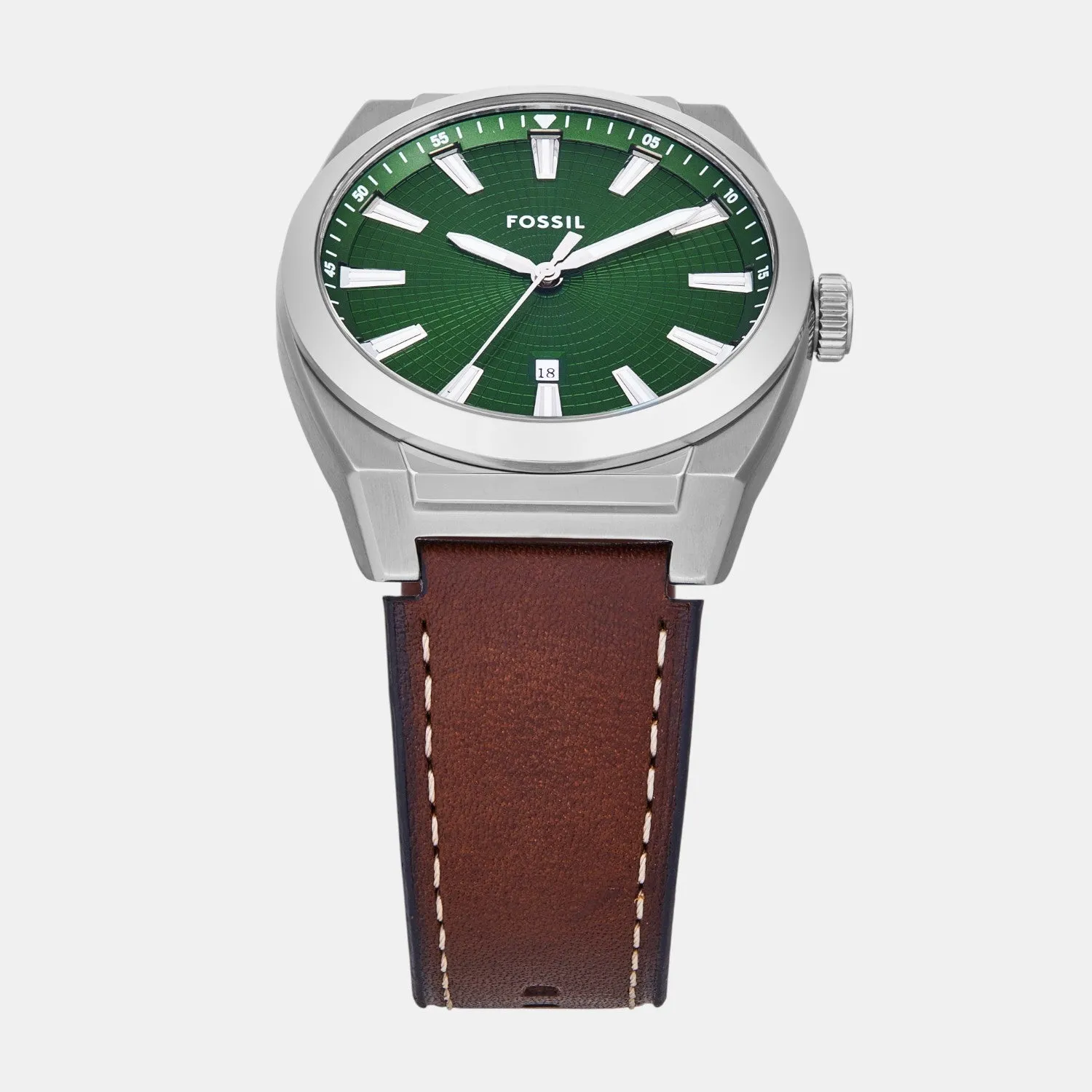 Men Quartz Green Dial Analog Leather Watch FS6080SET