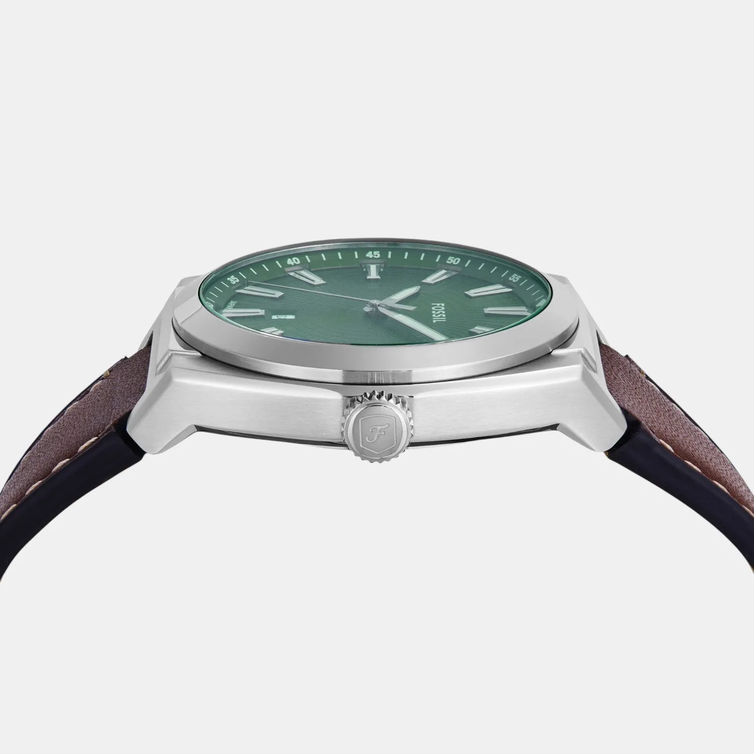 Men Quartz Green Dial Analog Leather Watch FS6080SET