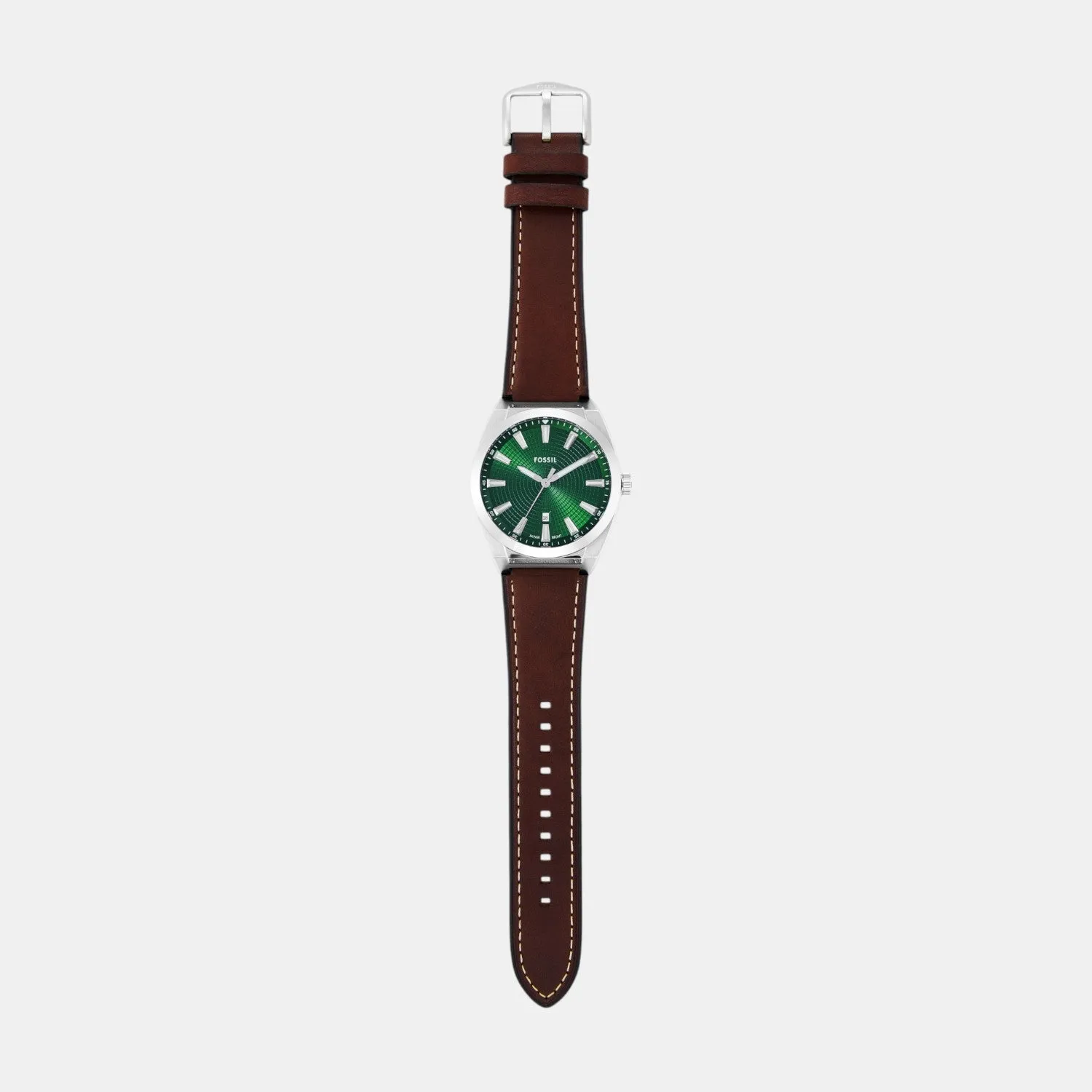 Men Quartz Green Dial Analog Leather Watch FS6080SET