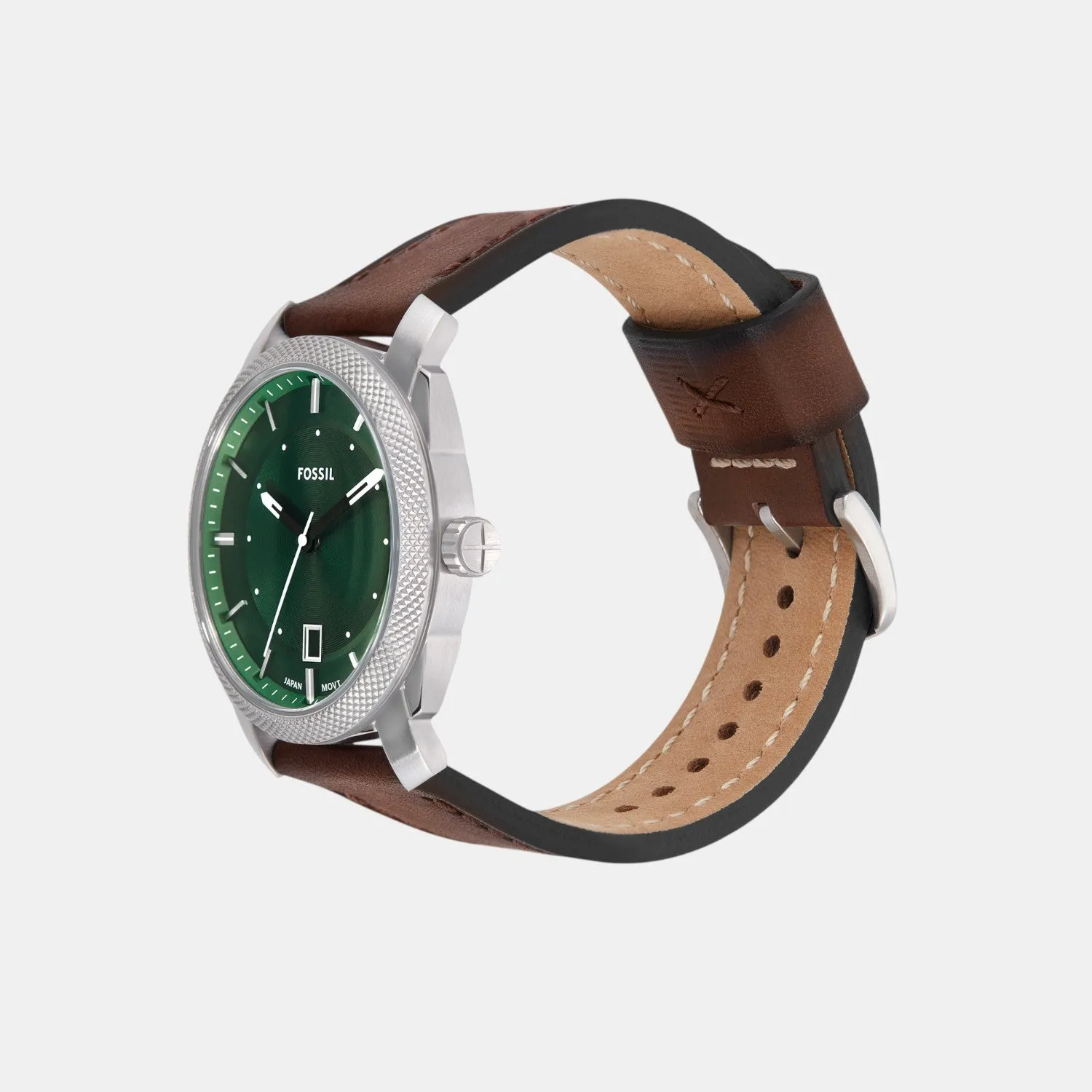 Men Quartz Green Dial Analog Leather Watch FS6085