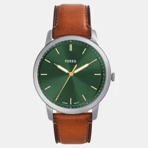 Men Quartz Green Dial Analog Leather Watch FS6094