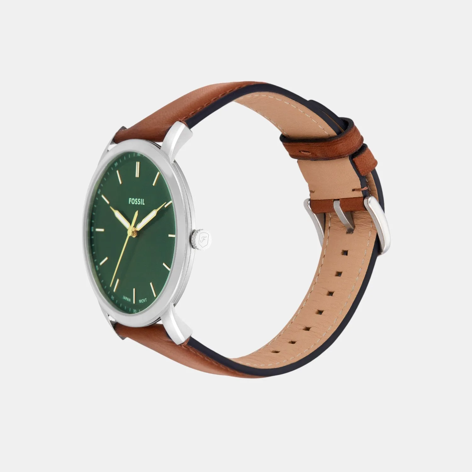Men Quartz Green Dial Analog Leather Watch FS6094