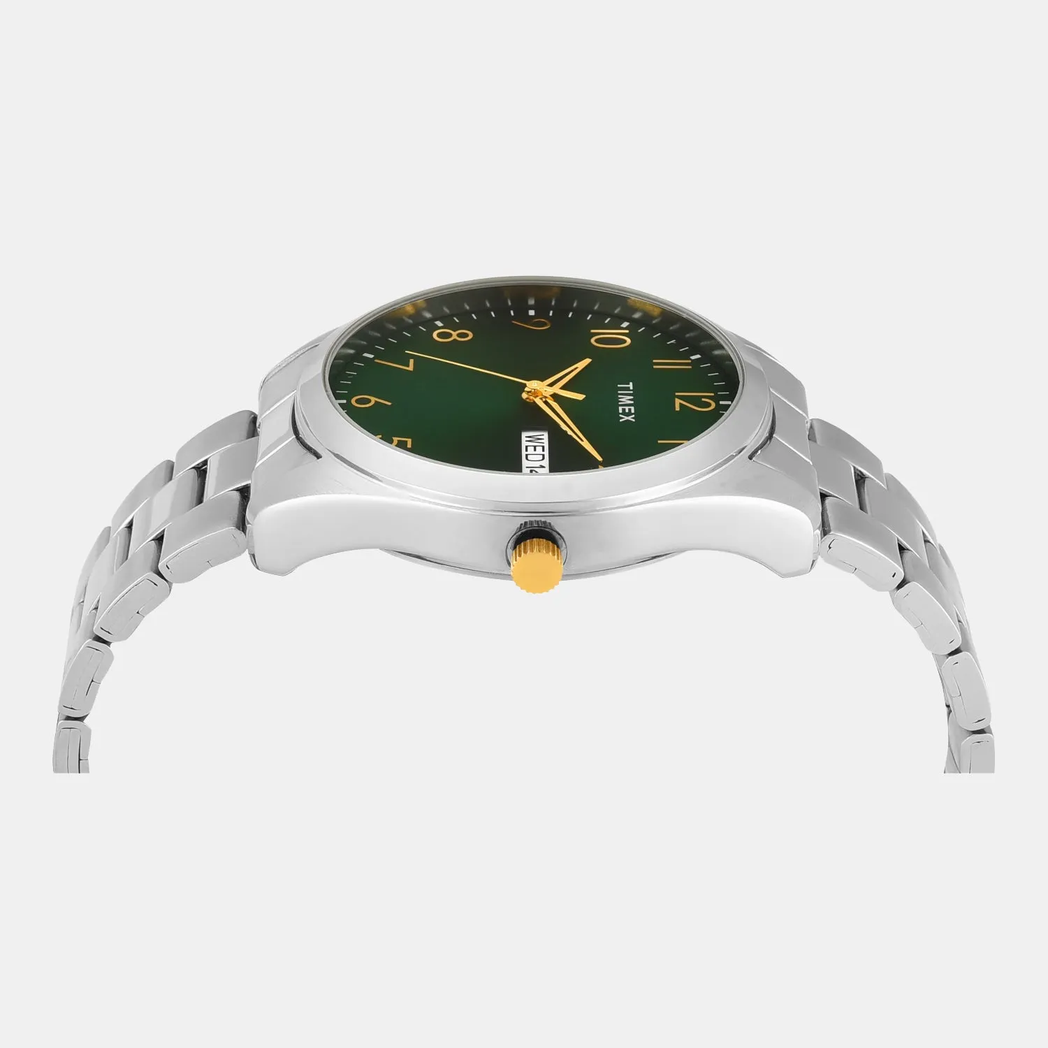 Men Quartz Green Dial Analog Stainless Steel Watch TWTG10421