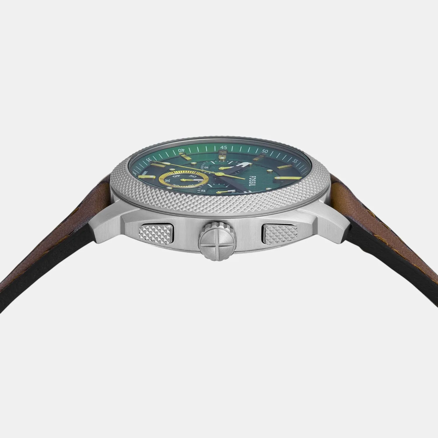 Men Quartz Green Dial Chronograph Leather Watch FS6100