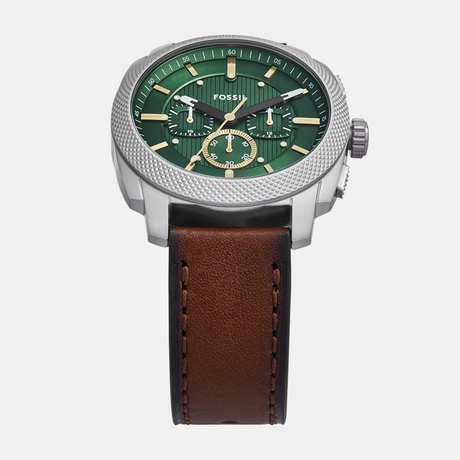 Men Quartz Green Dial Chronograph Leather Watch FS6100