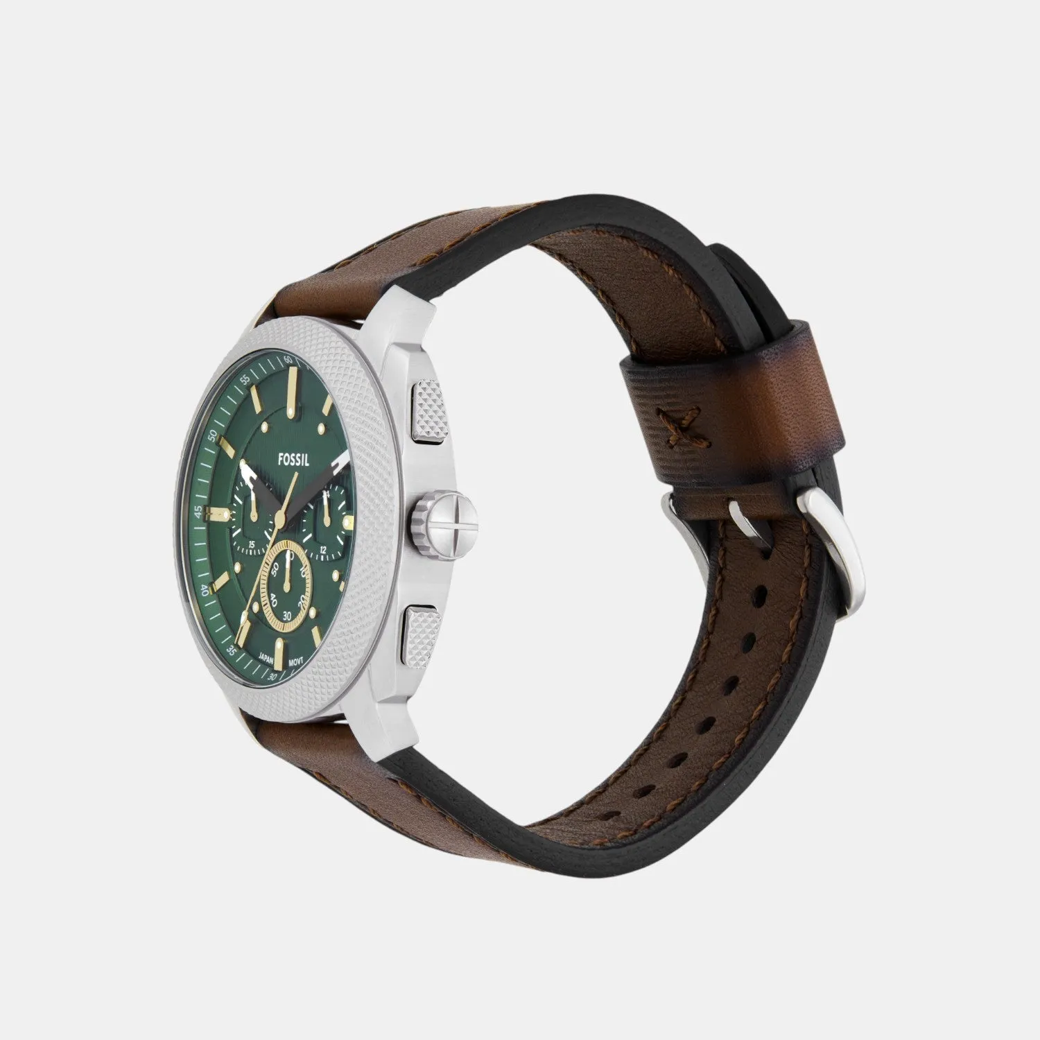 Men Quartz Green Dial Chronograph Leather Watch FS6100