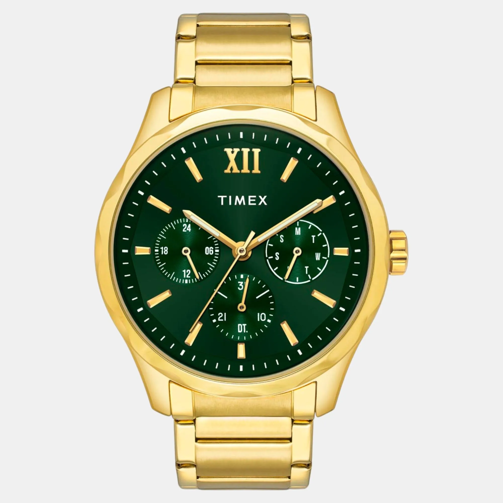 Men Quartz Green Dial Multi-Function Stainless Steel Watch TW0TG7635