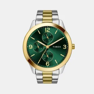 Men Quartz Green Dial Multi-Function Stainless Steel Watch TWEG18525