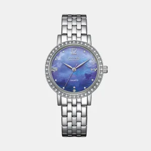 Men Quartz Light Blue Dial Analog Stainless Steel Watch EL3100-55N
