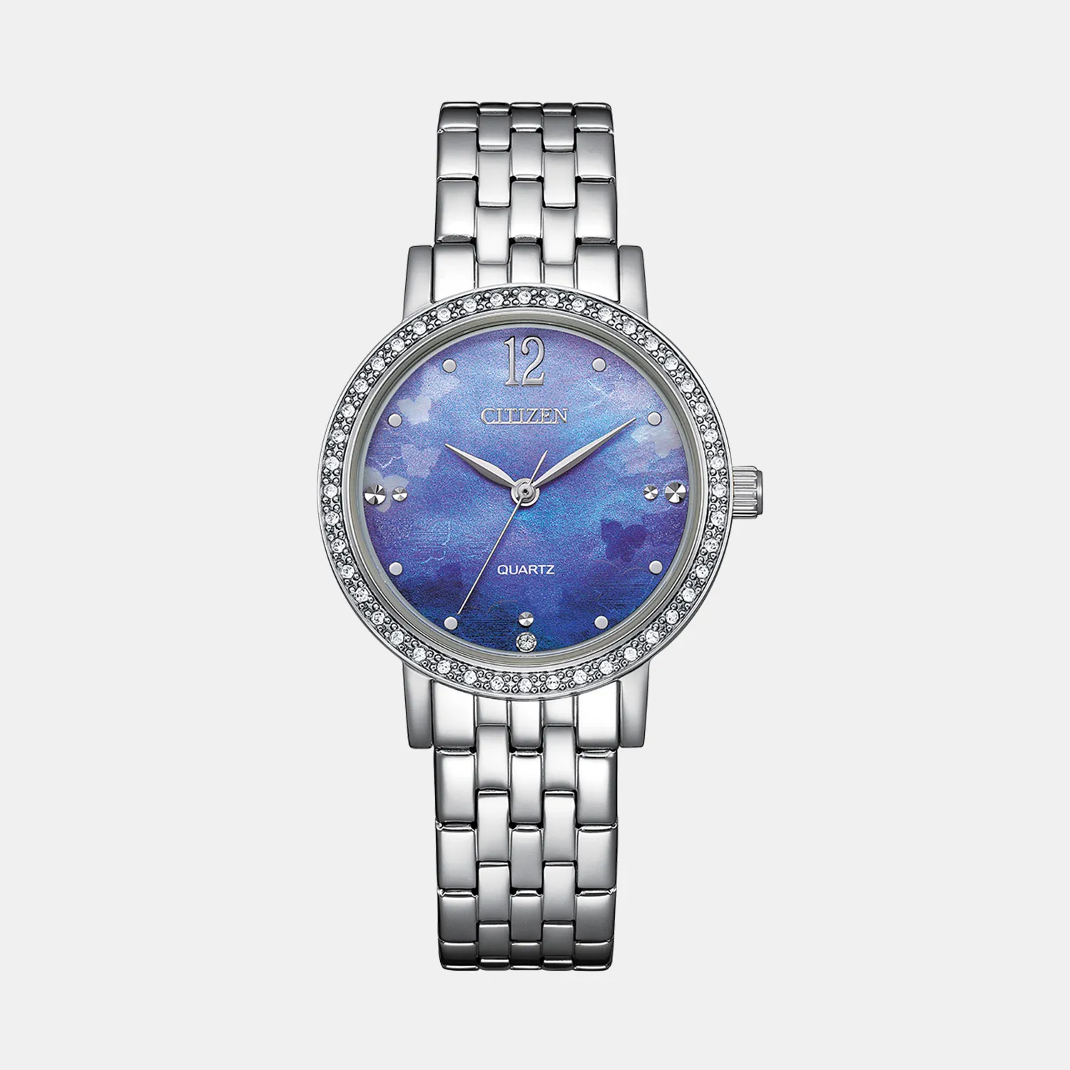 Men Quartz Light Blue Dial Analog Stainless Steel Watch EL3100-55N