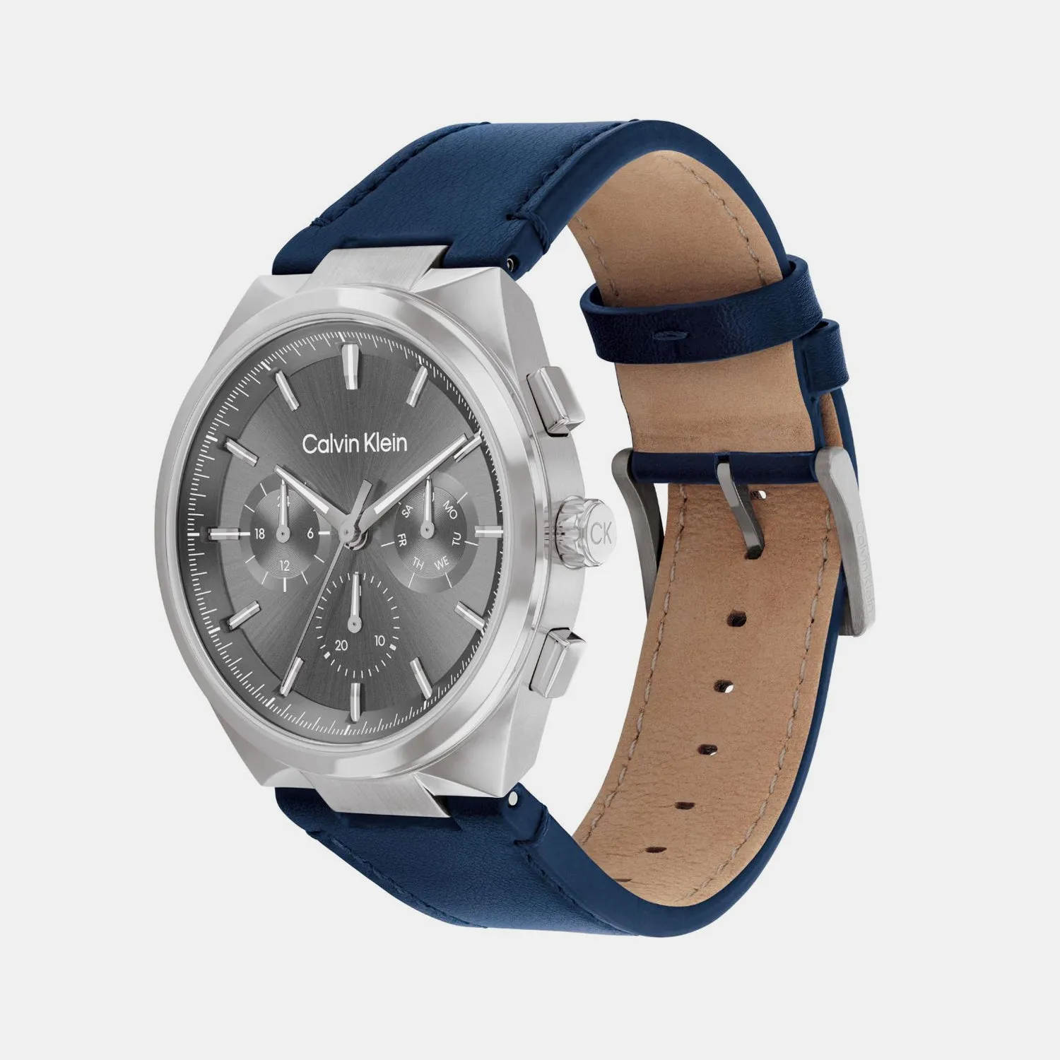 Men Quartz Light Gunmetal Dial Multi-Function Stainless Steel Watch 25200444
