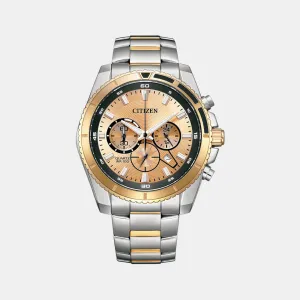 Men Quartz Orange Dial Chronograph Stainless Steel Watch AN8204-59X