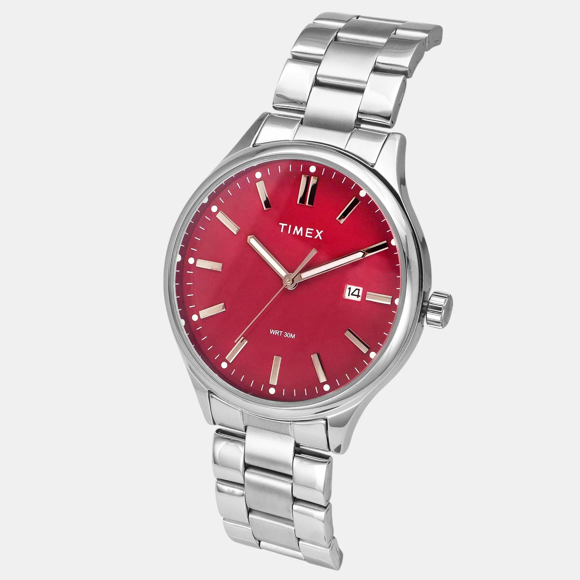 Men Quartz Red Dial Analog Stainless Steel Watch TWEG18431