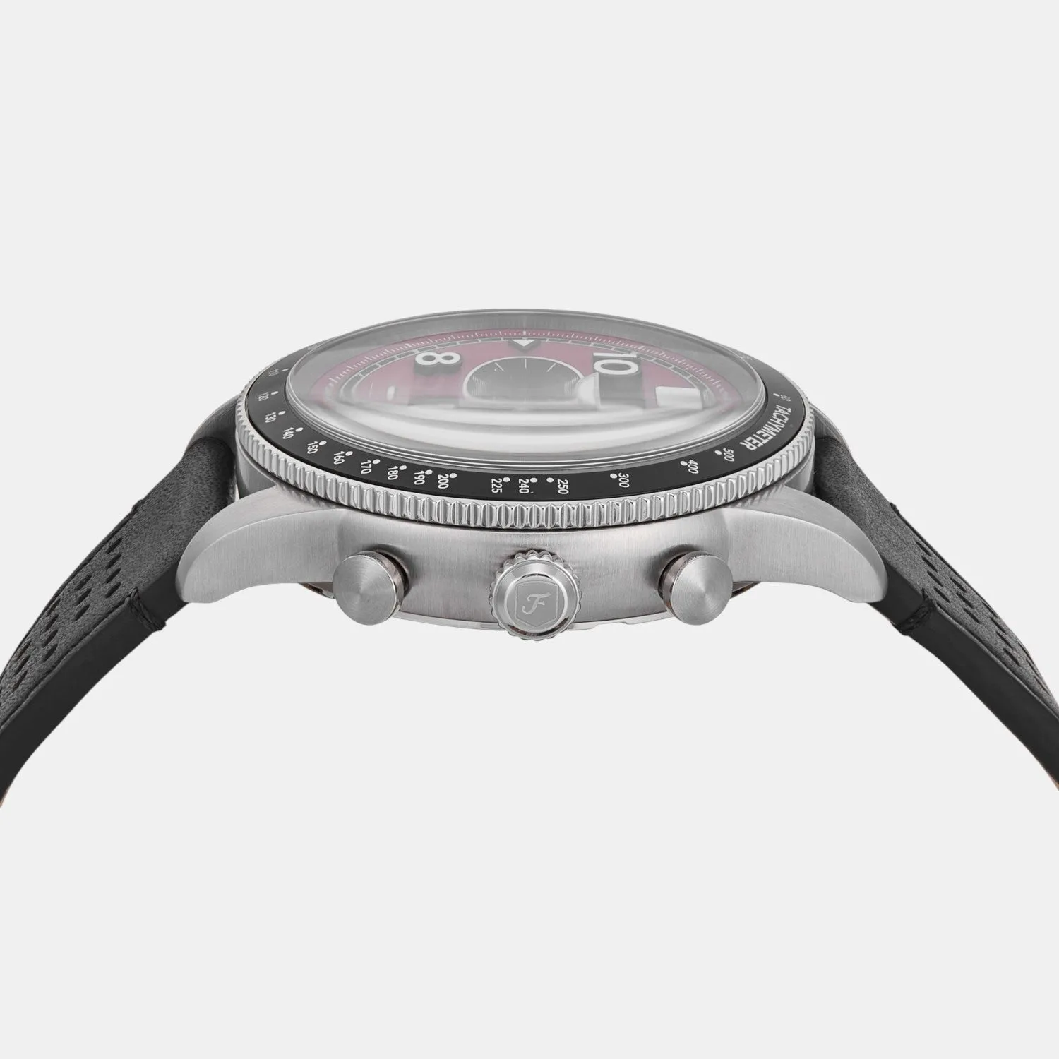 Men Quartz Red Dial Chronograph Leather Watch FS6086