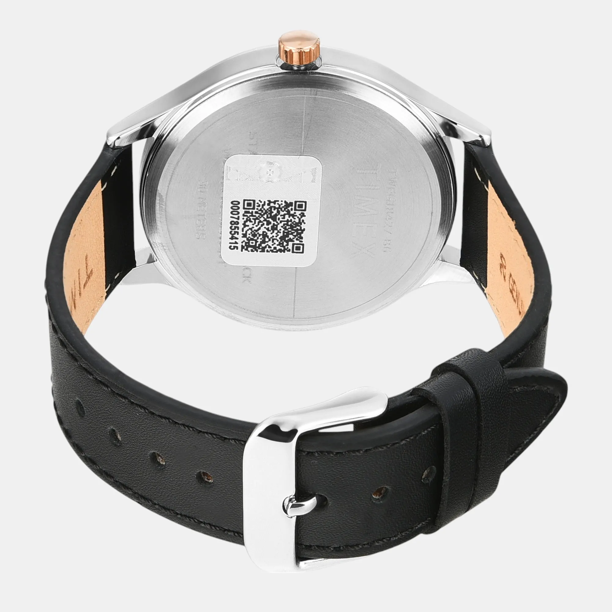 Men Quartz Silver Dial Analog Leather Watch TWEG18427
