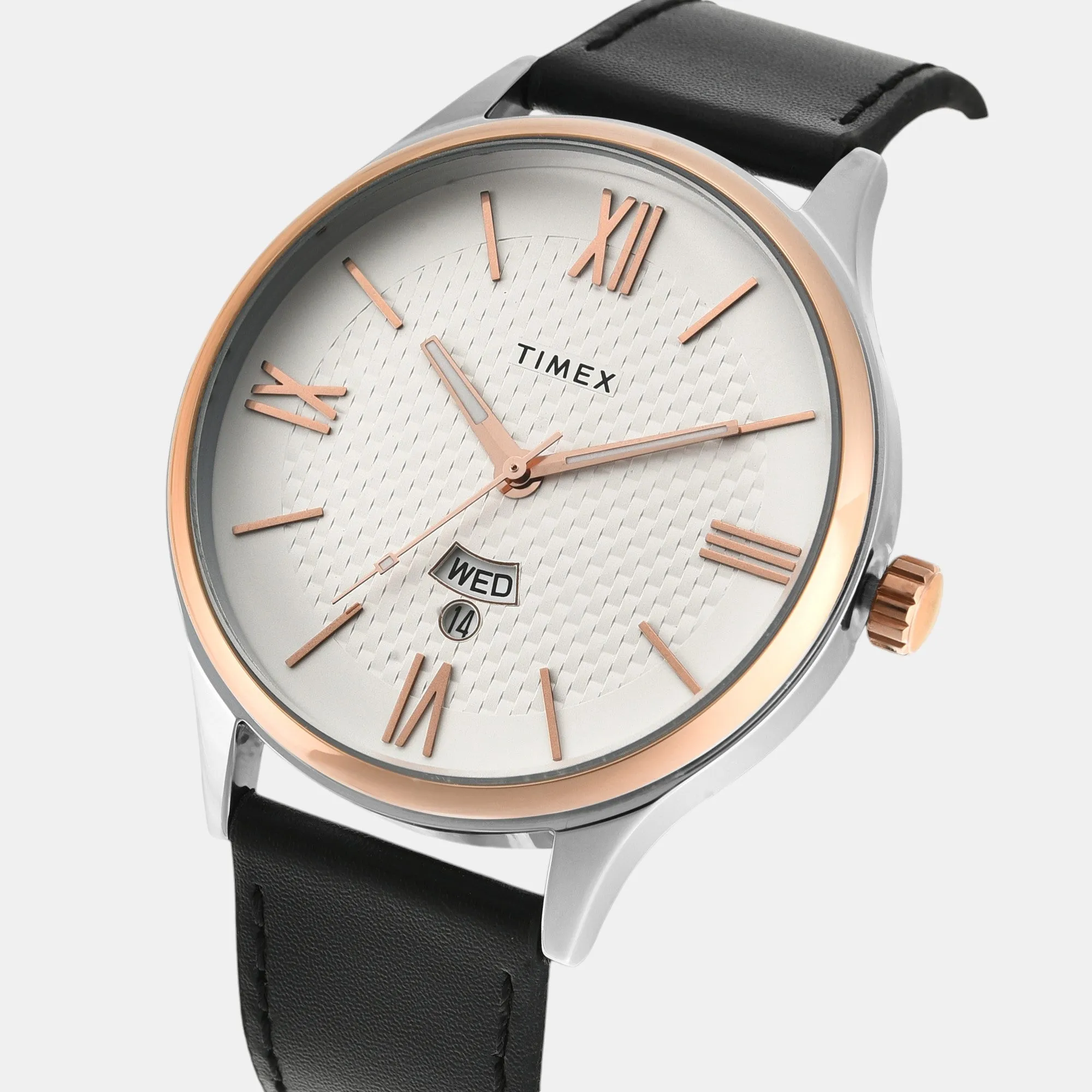 Men Quartz Silver Dial Analog Leather Watch TWEG18427