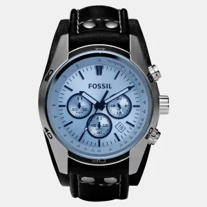 Men Quartz Silver Dial Chronograph Leather Watch CH2564