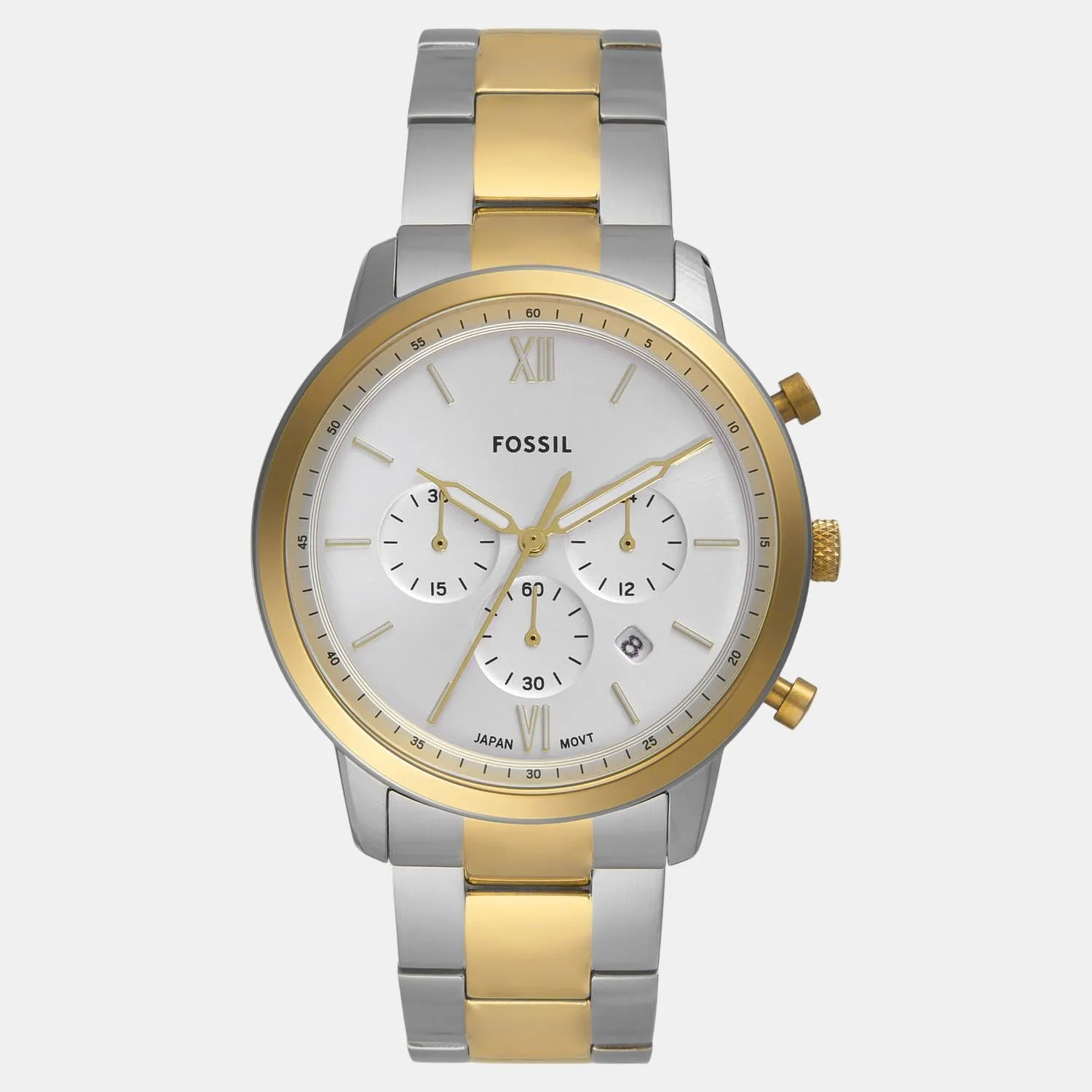Men Quartz Silver Dial Chronograph Stainless Steel Watch FS6112