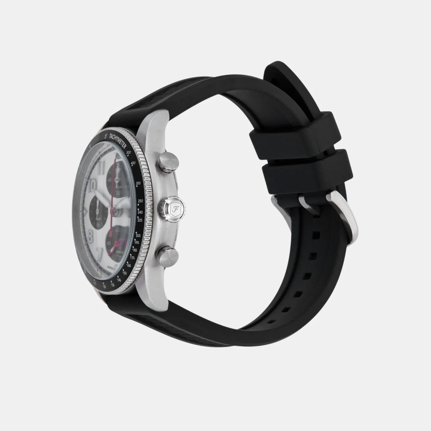 Men Quartz White Dial Chronograph Silicone Watch FS6087