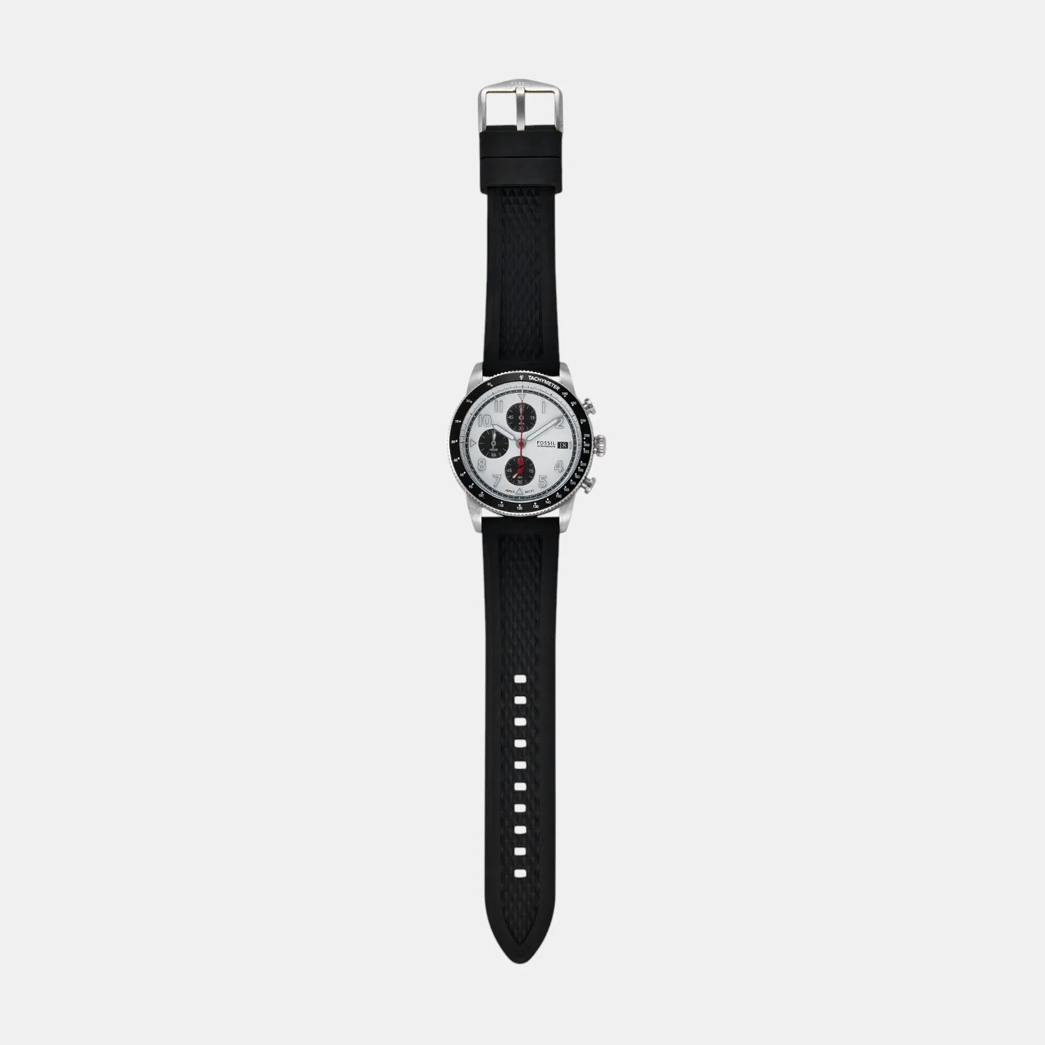 Men Quartz White Dial Chronograph Silicone Watch FS6087