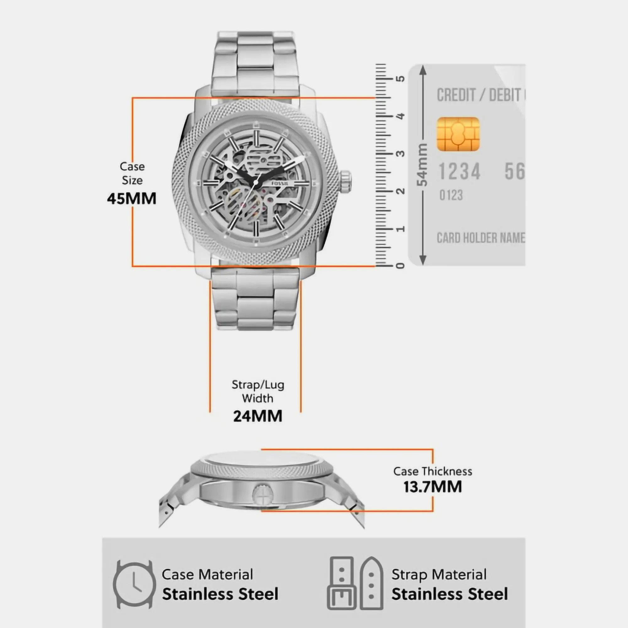 Men's Automatic Silver Analog Stainless Steel Watch ME3252