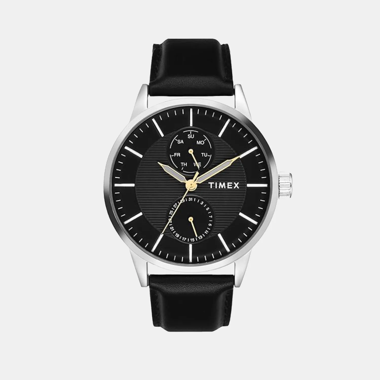 Men's Black Analog Leather Watch TWEG19915