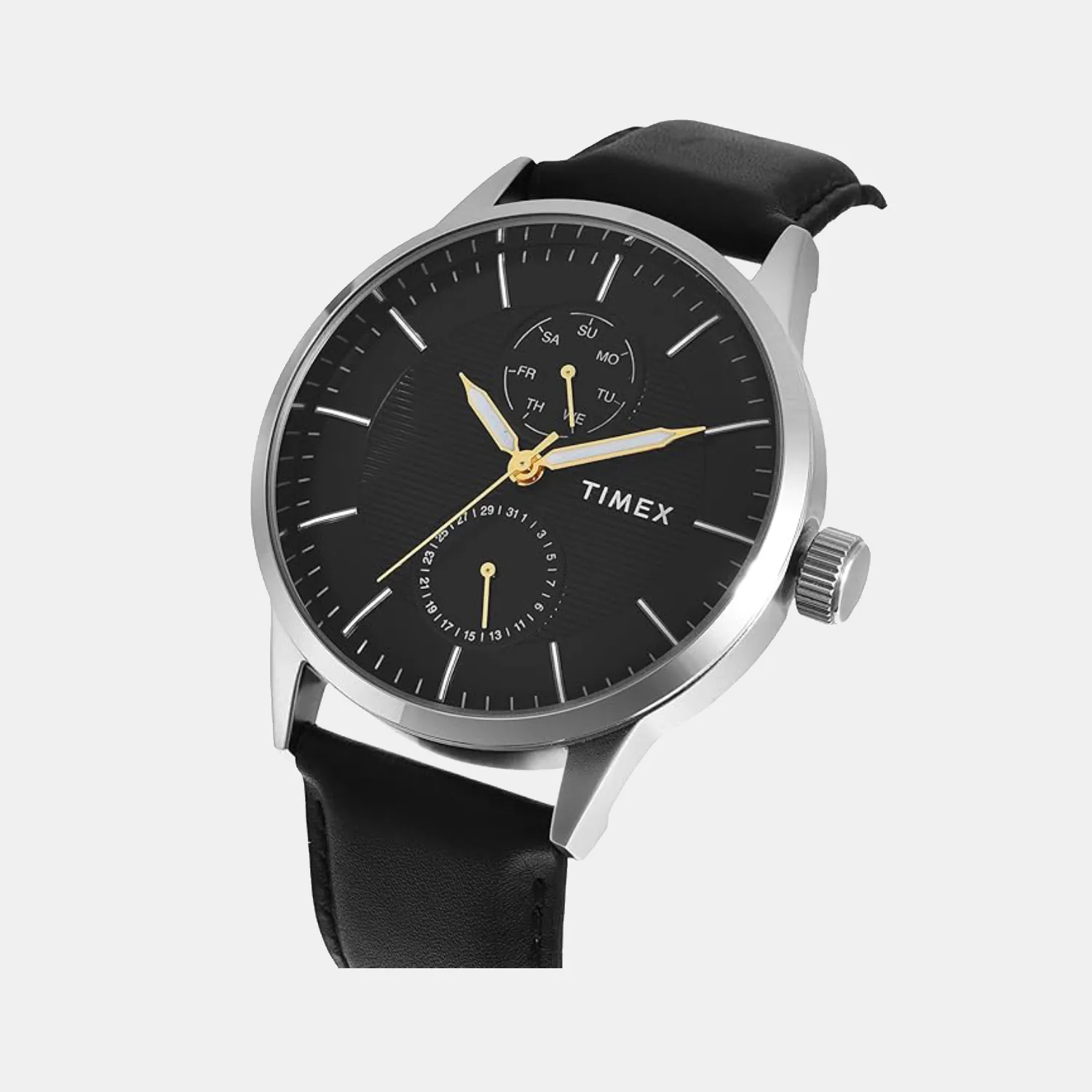 Men's Black Analog Leather Watch TWEG19915