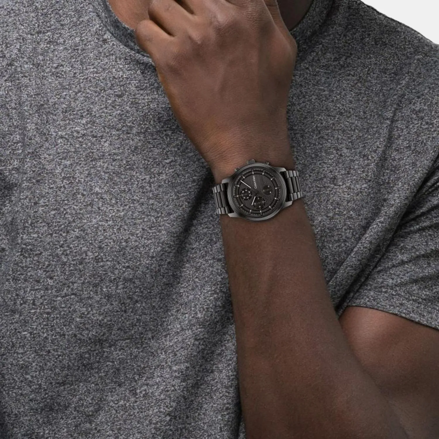 Men's Black Multi-Function Stainless Steel Watch 25200209
