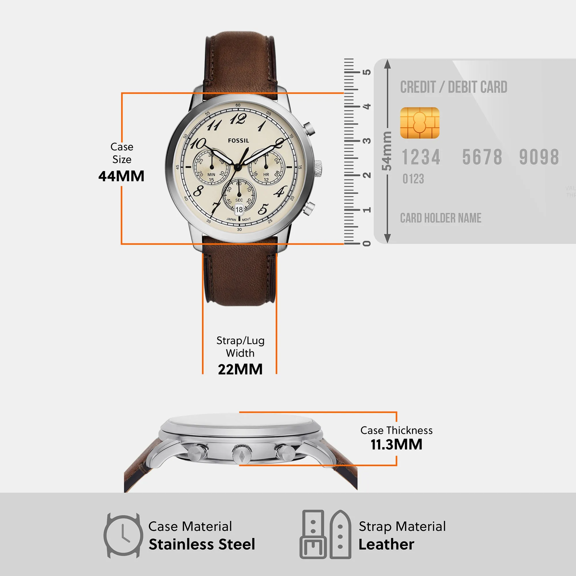 Men's Cream Chronograph Leather Watch FS6022