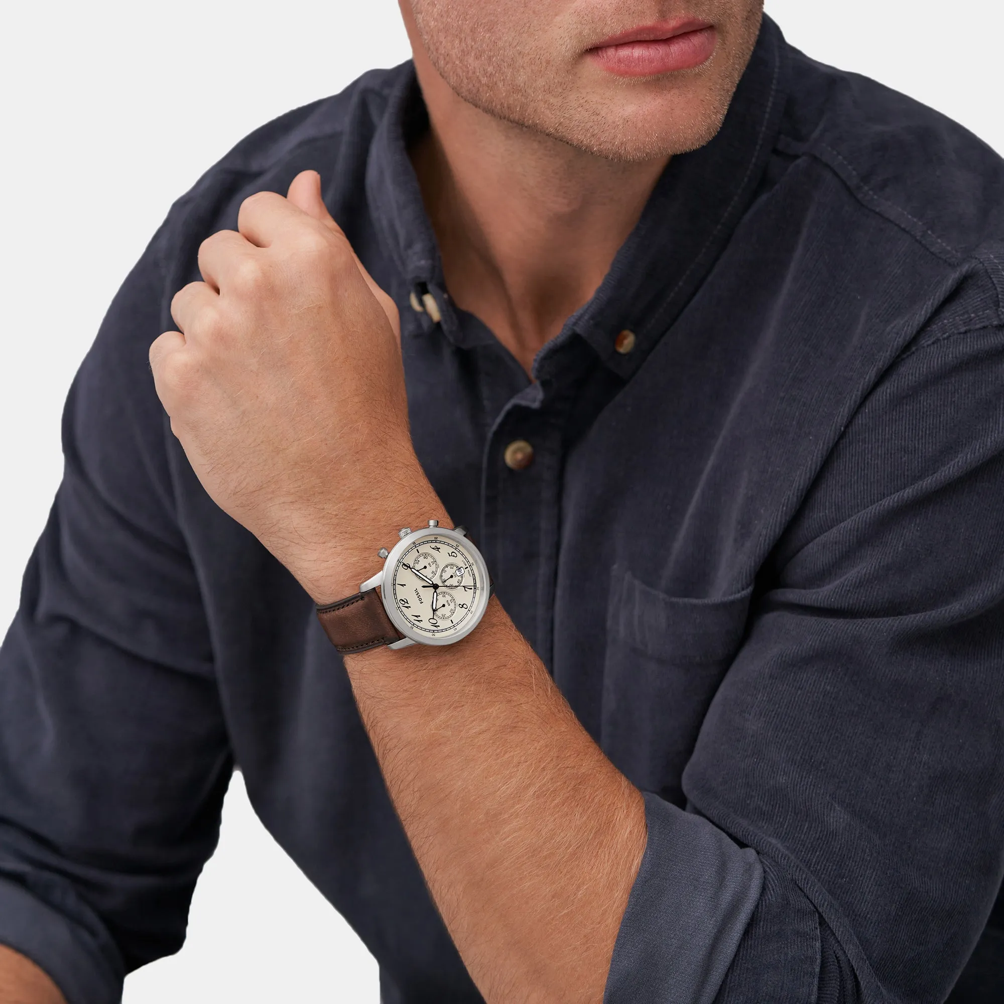 Men's Cream Chronograph Leather Watch FS6022