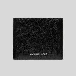 MICHAEL KORS Cooper Pebbled Leather Billfold Wallet With Coin Pouch Black 36T4LCOF3L
