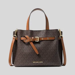 MICHAEL KORS Emilia Small Logo Satchel Brown 35H0GU5S1B