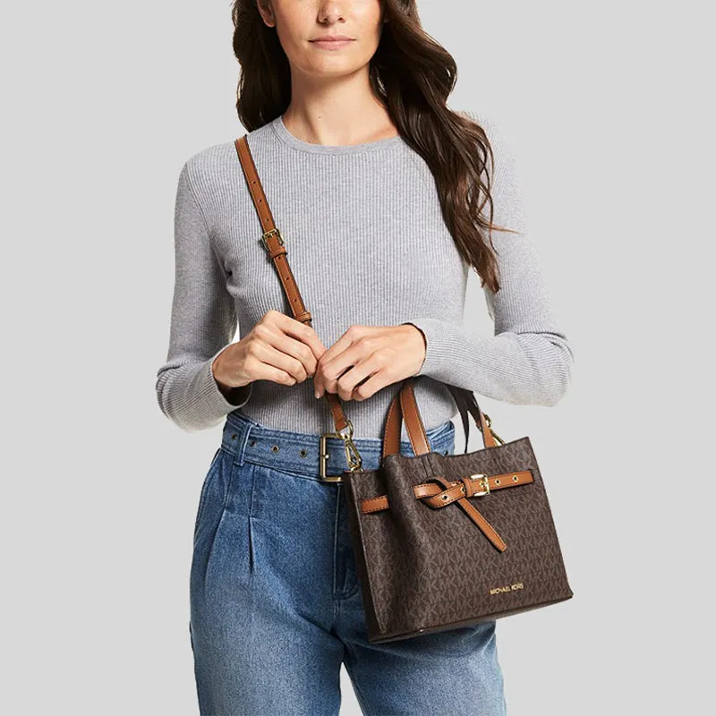 MICHAEL KORS Emilia Small Logo Satchel Brown 35H0GU5S1B