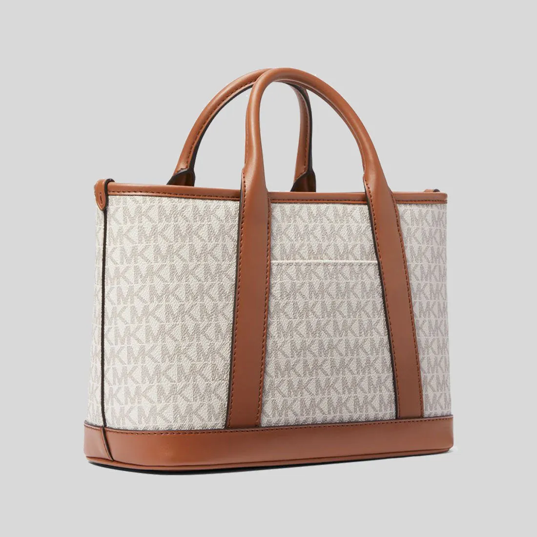 MICHAEL KORS Luisa Small Signature Logo Satchel Vanilla/Luggage 30R4G99T1V