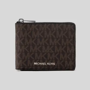 MICHAEL KORS Men's Cooper Logo Zip-Around Wallet Brwon/Black 36U2LCOF3B
