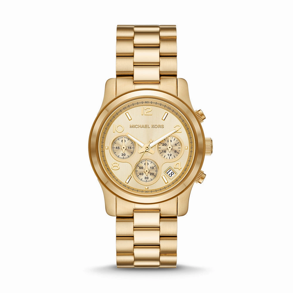 Michael Kors Runway Chronograph Gold-Tone Stainless Steel Watch MK7323