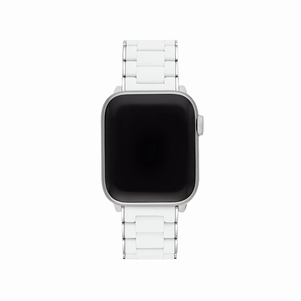 Michele White and Stainless Steel Silicone-Wrapped Bracelet Band for Apple Watch?