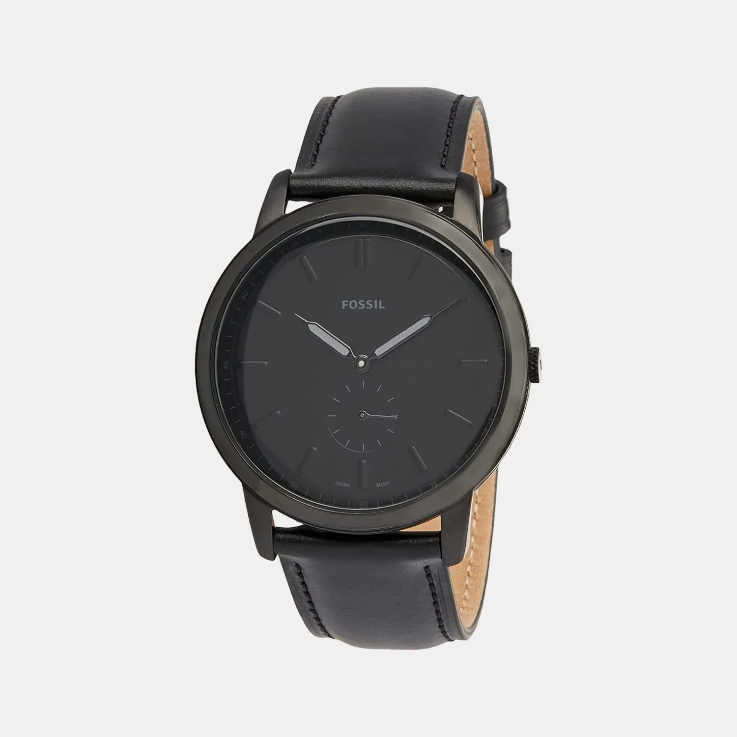 Minimalist Men Quartz Black Dial Analog Leather Watch FS5447
