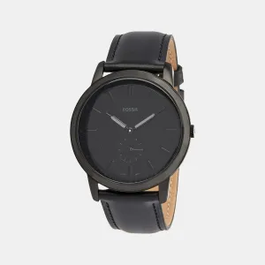 Minimalist Men Quartz Black Dial Analog Leather Watch FS5447