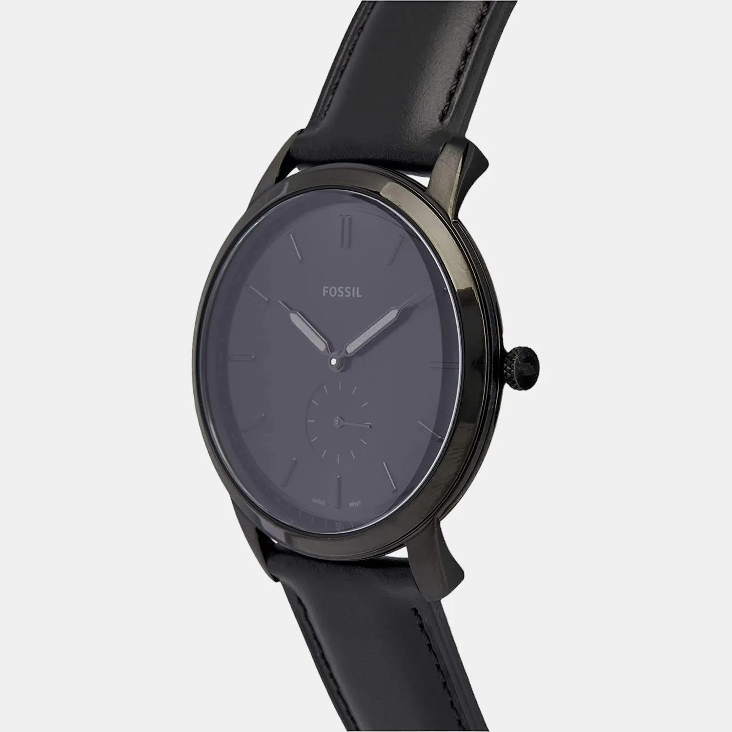Minimalist Men Quartz Black Dial Analog Leather Watch FS5447