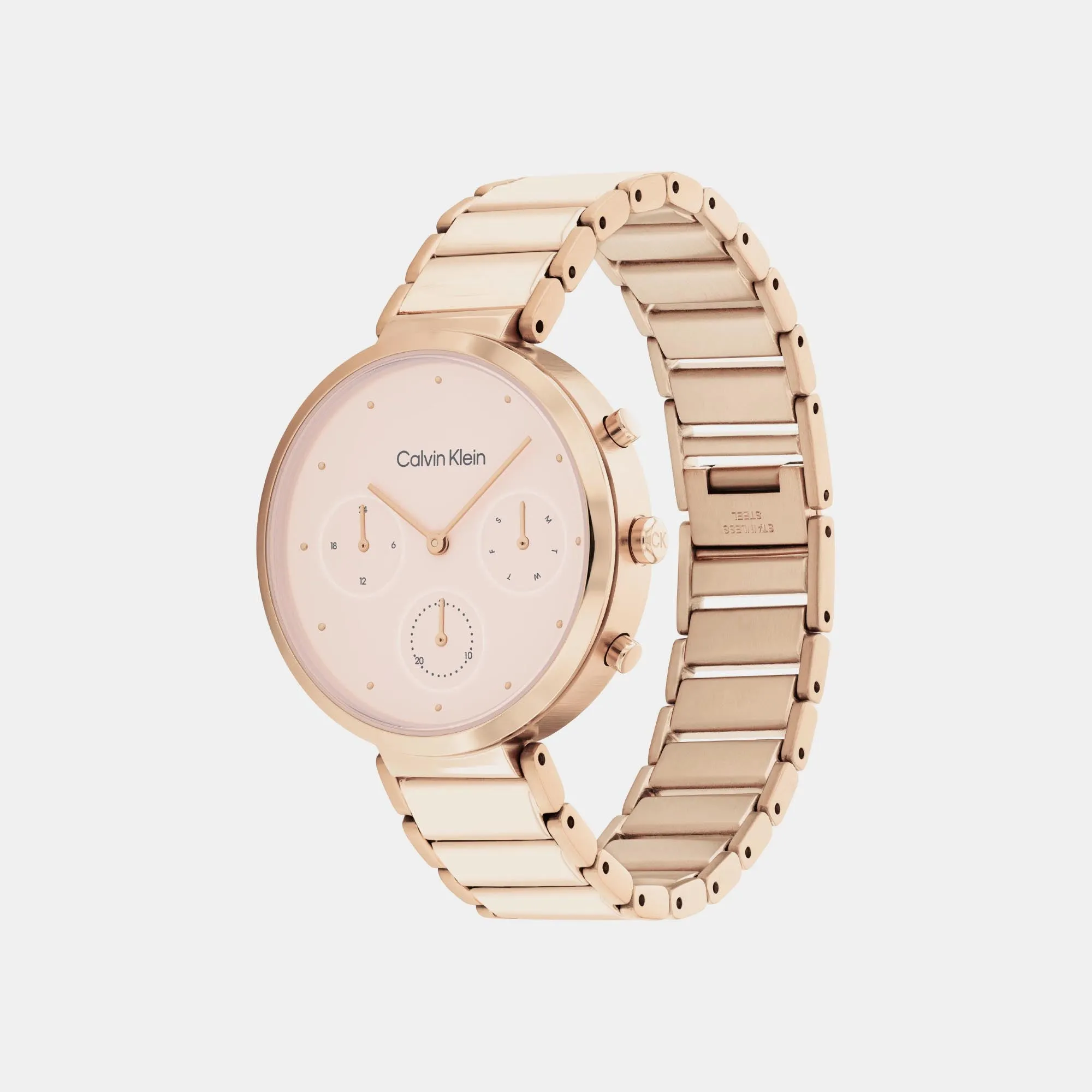 Minimalistic T-Bar Women's Blush Chronograph Stainless Steel Watch 25200283