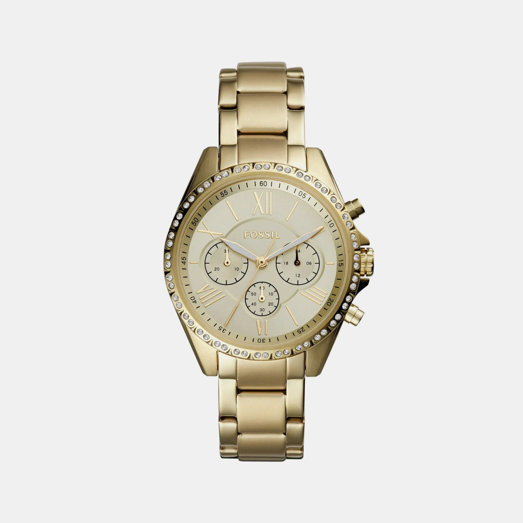 Modern Courier Women Quartz Gold Dial Chronograph Stainless Steel Watch BQ3378