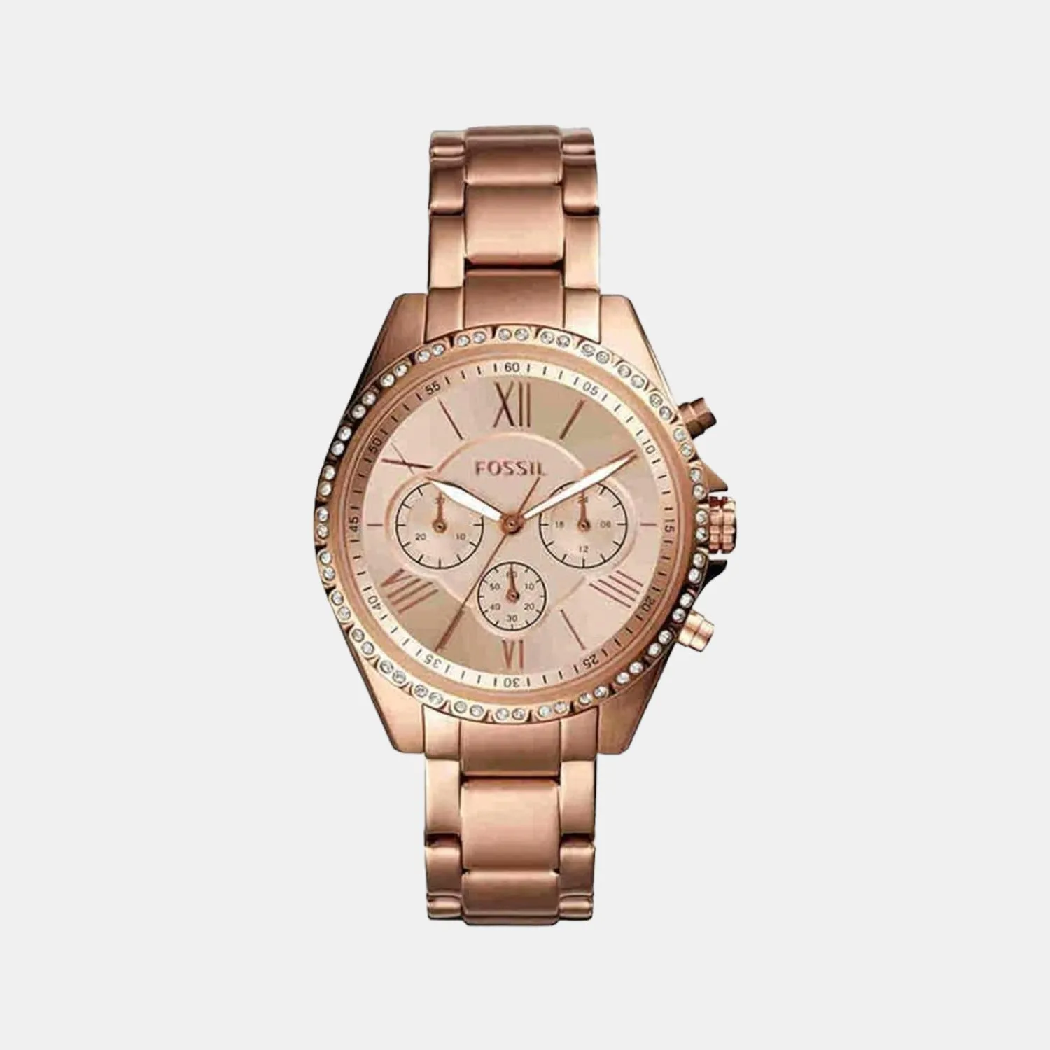 Modern Courier Women Quartz Rose Gold Dial Stainless Steel Chronograph Watch BQ3377