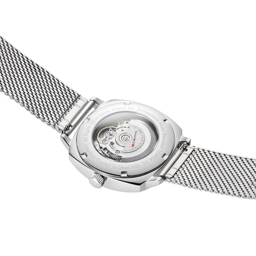 Mondaine Cushion Automatic White Bracelet Watch