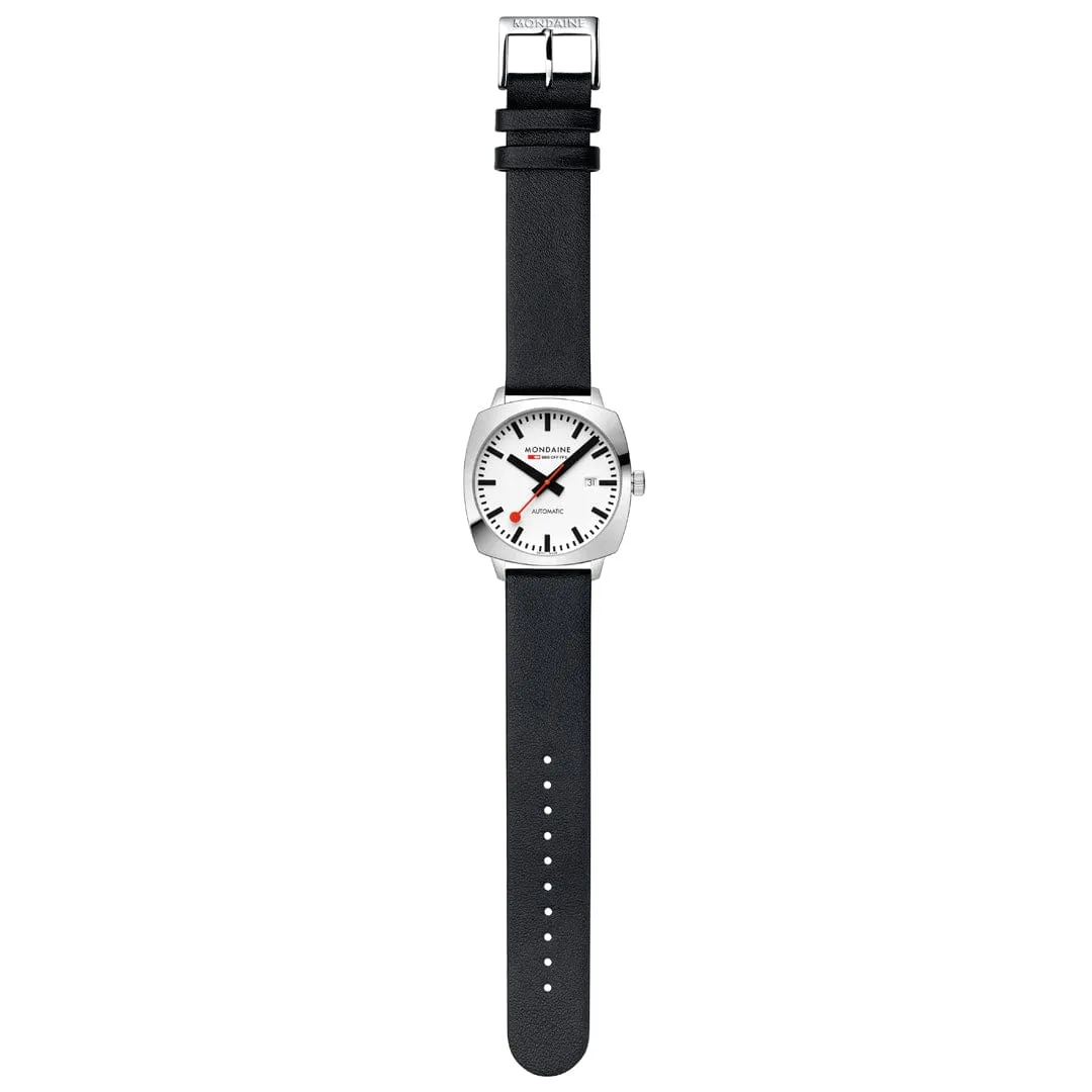 Mondaine Cushion Automatic White Watch