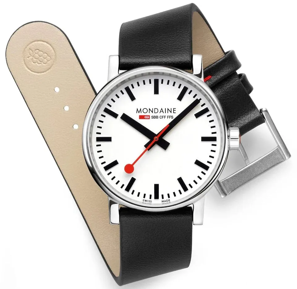 Mondaine Evo2 40mm Black Vegan Grape Leather Watch